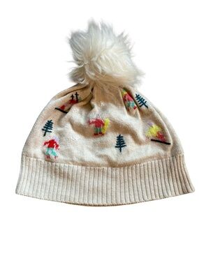 Gymboree Ski Themed Winter Beanie Hat with Pom Pom